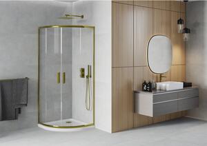 Mexen Rio polkruhová sprchová kabína 90 x 90 cm, transparentnéné, zlatá + závesný bidet Flat, biela- 863-090-090-50-00-4110G
