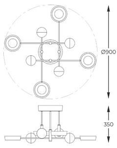 LED stropné svietidlo 6500 lm 3000K čierno zlaté 3-krokové stmievanie Zuma Line LARA MX7170-8-3BGT
