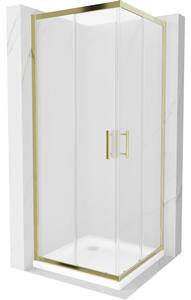Mexen Rio štvorcová sprchová kabína 90 x 90 cm, inovať, zlatá + závesný bidet Flat, biela- 860-090-090-50-30-4010G