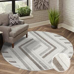 Dekorstudio Moderný okrúhly koberec LINDO 7590 - krémový Priemer koberca: 200cm