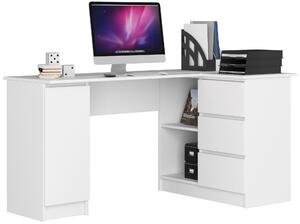 Ak furniture Rohový písací stôl B20 155 cm bílý pravý
