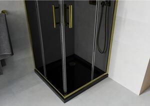 Mexen Rio štvorcová sprchová kabína 70 x 70 cm, grafitová čierna, zlatá + závesný bidet Flat, čierna - 860-070-070-50-40-4070G