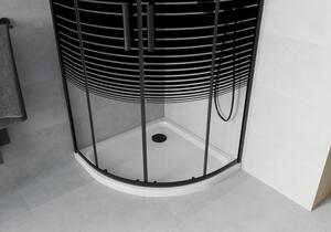 Mexen Rio polkruhová sprchová kabína 80 x 80 cm, pruhy, čierna + závesný bidet Flat, biela- 863-080-080-70-20-4110B
