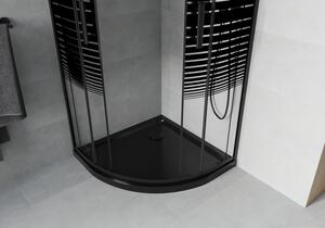 Mexen Rio polkruhová sprchová kabína 80 x 80 cm, pruhy, čierna + závesný bidet Flat, čierna - 863-080-080-70-20-4170B