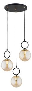 Luster na lanku LISTER 3xE14/10W/230V čierna/dymová béžová
