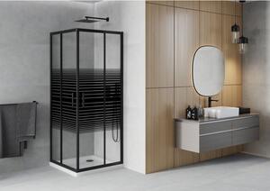 Mexen Rio štvorcová sprchová kabína 70 x 70 cm, pruhy, čierna + závesný bidet Flat, biela- 860-070-070-70-20-4010B