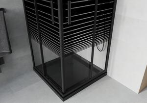 Mexen Rio štvorcová sprchová kabína 70 x 70 cm, pruhy, čierna + závesný bidet Flat, čierna - 860-070-070-70-20-4070B