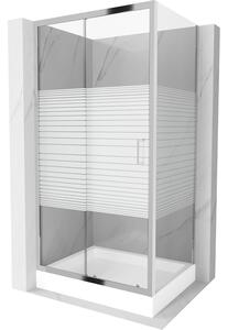 Mexen Apia sprchová kabína, posuvné dvere 120 x 80 cm, pruhy, chrómová + závesný bidet Rio - 840-120-080-01-20-4510