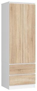 Ak furniture Šatníková skriňa Star 60 cm biela/dub sonoma