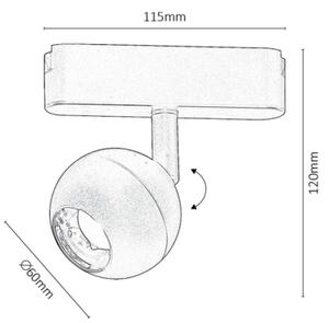 Rabalux 70119-LED Bod. svieti. do 1-fáz. lišt. sys. LiTrack LED/5W/24V 4000K