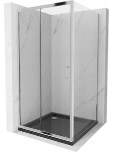 Mexen Apia sprchová kabína, posuvné dvere 100 x 100 cm, transparentnéné, chrómová + závesný bidet Flat, čierna