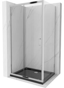 Mexen Apia sprchová kabína, posuvné dvere 120 x 80 cm, transparentnéné, chrómová + závesný bidet Flat, čierna