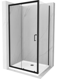 Mexen Apia sprchová kabína, posuvné dvere 100 x 80 cm, transparentnéné, čierna + závesný bidet Flat, biela