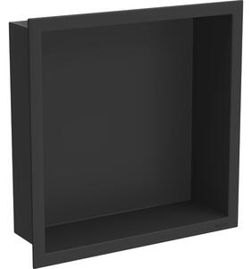 Mexen X-Wall-R, polička na zapustenie na obklad s golierom 30 x 30 cm, čierna matná, 1970303010