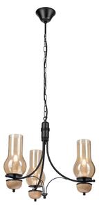 Brilagi - LED luster na reťazi COTTAGE 3xE14/40W/230V dub/čierna/dymová béžová