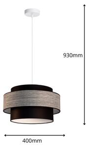 Luster na lanku GRACE 1xE27/60W/230V pr. 40 cm čierna/šedá