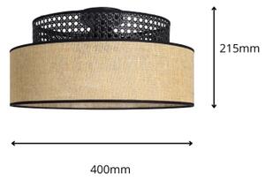 Stropné svietidlo BOHO 1xE27/60W/230V pr. 40 cm čierna/ratan