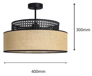 Prisadený luster BOHO 1xE27/60W/230V pr. 40 cm čierna/ratan