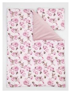 Detská izba - Zamatová detská posteľná sada s motívom srniek a kvetov 95x70