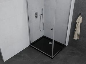 Mexen Pretoria sprchová kabína, kyvné dvere 80 x 70 cm, Transparentné, Chrómová + sprchová vanička Flat, Čierna - 852-080-070-01