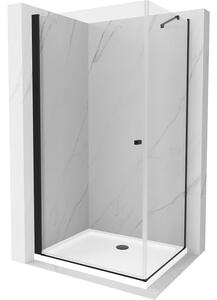 Mexen Pretoria sprchová kabína, kyvné dvere 70 x 70 cm, Transparentné, Čierna + sprchová vanička Flat - 852-070-070-70-00-4010B