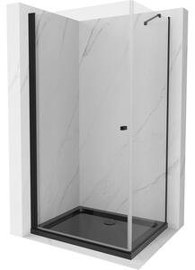 Mexen Pretoria sprchová kabína, kyvné dvere 80 x 120 cm, Transparentné, Čierna + sprchová vanička Flat, Čierna - 852-080-120-70-