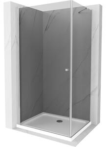 Mexen Pretoria sprchová kabína, kyvné dvere 70 x 80 cm, Grafitová čierna, Chrómová + sprchová vanička Flat - 852-070-080-01-40-4