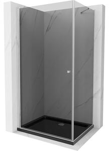 Mexen Pretoria sprchová kabína, kyvné dvere 80 x 120 cm, Grafitová čierna, Chrómová + sprchová vanička Flat, Čierna - 852-080-12