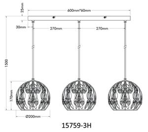 Globo 15759-3H - Závesný luster MIKA na lanku 3xE27/40W/230V
