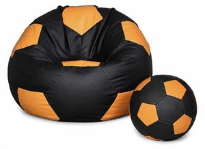 JAKS Sedací vak futbalová lopta s podnožkou čierno oranžová