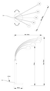 Globo 58228NB - Stojacia lampa SEYMOUR 5xE14/40W/230V čierna