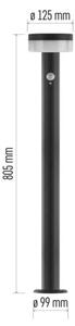 LED solárna lampa so senzorom LED/2W/3,7V 1200 mAh IP44 80 cm