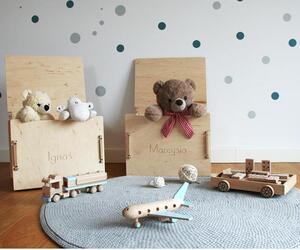 Detská izba - Detská drevená truhlica s možnosťou vygravírovania mena Sivá