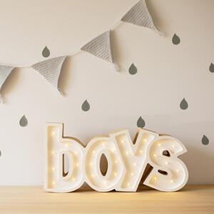 Detská izba - Detská drevená lampa v tvare nápisu BOYS Sivá