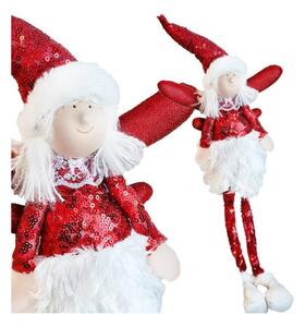 Vianočná kolekcia - Vianočný anjel s visiacimi nohami v červenej farbe