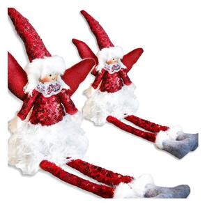 Vianočná kolekcia - Červený vianočný anjel s visiacimi nohami