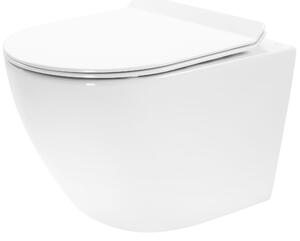 Rea Carter, závesné Rimless WC 49 x 37 cm vrátane duroplastového sedátka s pomalým zatváraním, biela, REA-C1400