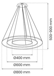 LED Luster na lanku HOOP LED/93W/230V pr. 80 cm 4000K čierna