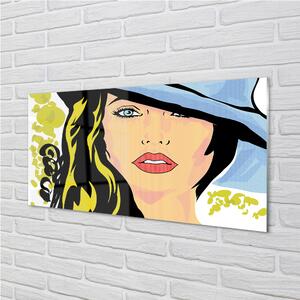 Nástenný panel  žena klobúk 100x50 cm