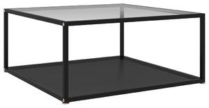 Konferenčný stolík, priehľadný+čierny 80x80x35 cm, tvrdené sklo