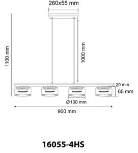Globo 16055-4HS - LED Luster na lanku HIGGINS 4xGX53/6W/230V dymová/čierna