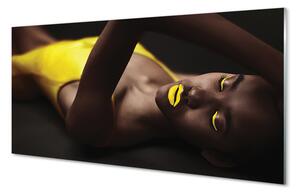 Nástenný panel  Žena žltá ústa 100x50 cm