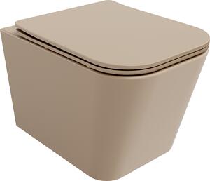 Mexen Teo Rimless, závesná wc misa 51x34,5x34 cm so sedátkom s pomalým dopadom z duroplastu, cappuccino matná, 30854064