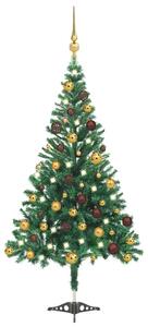 Osvetlený umelý vianočný stromček+gule 120 cm, 230 vetvičiek