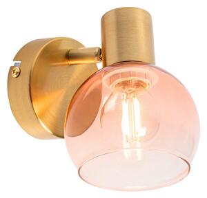 Art Deco reflektor zlatý s ružovým sklom - Vidro