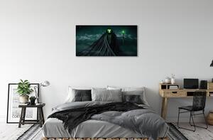 Obraz canvas Temná postava zeleného ohňa 100x50 cm