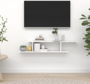Nástenná TV polica, lesklá biela 125x18x23 cm, kompozitné drevo