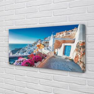 Obraz na plátne Budovy Grécko morské kvety 100x50 cm