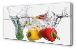 Obraz canvas Farebné papriky vo vode 120x60 cm