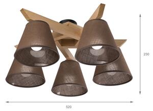 Brilagi - LED Prisadený luster ANTHONY 5xE14/40W/230V dub/hnedá